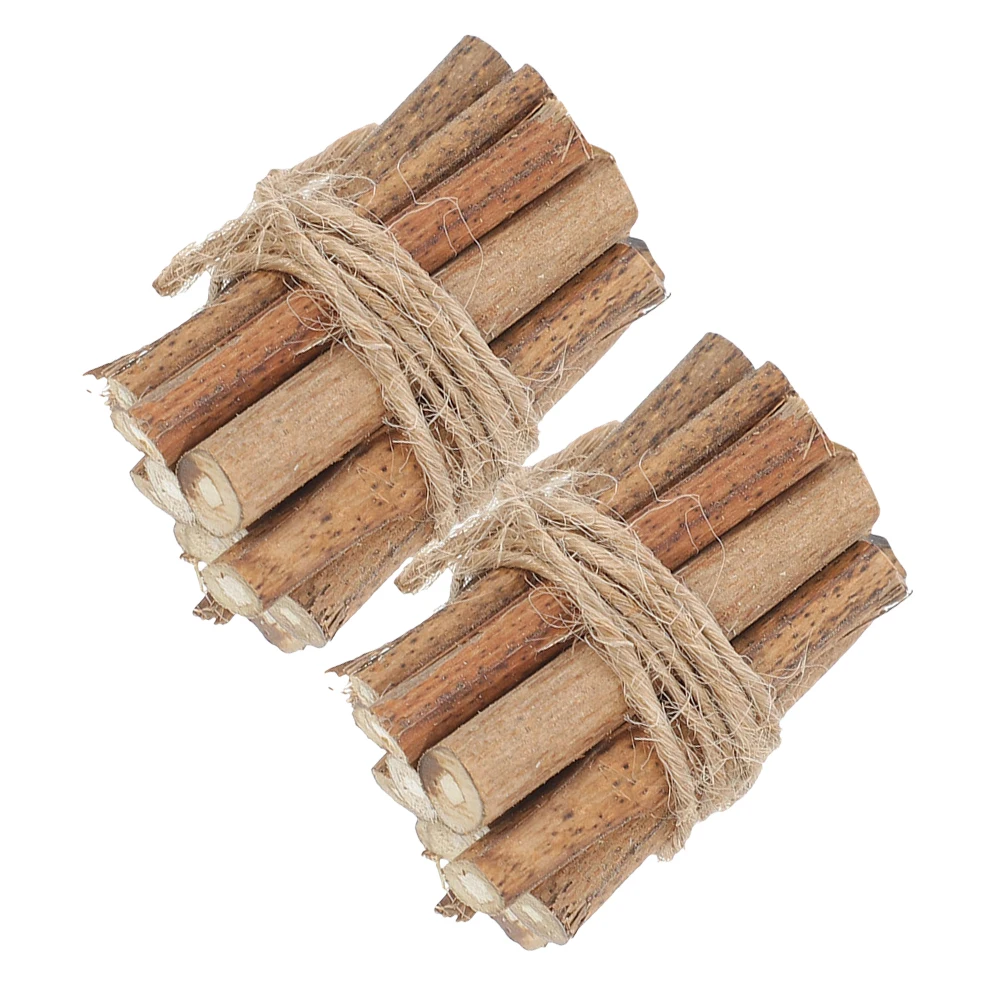 

2pcs Mini Firewood Pile Decor Durable Wood Material Winter Themed Accessories Tiny House Models Landscape Ornament