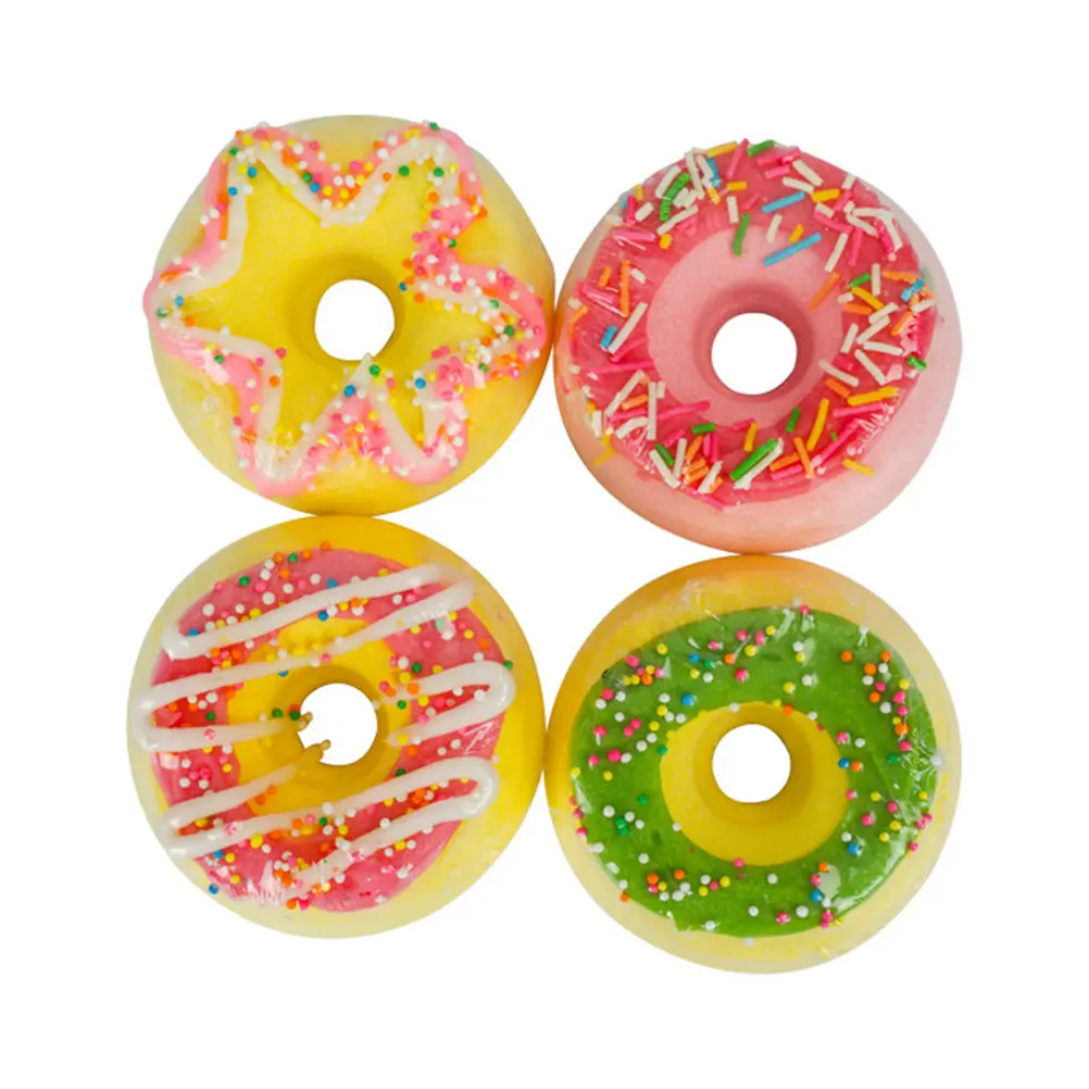

4Pcs Doughnut Shape Bath Salt Bombs Premium Skin-Safe Formula Quick-Dissolving Bubble Bath Balls for Home Travel Hotel Use Spa