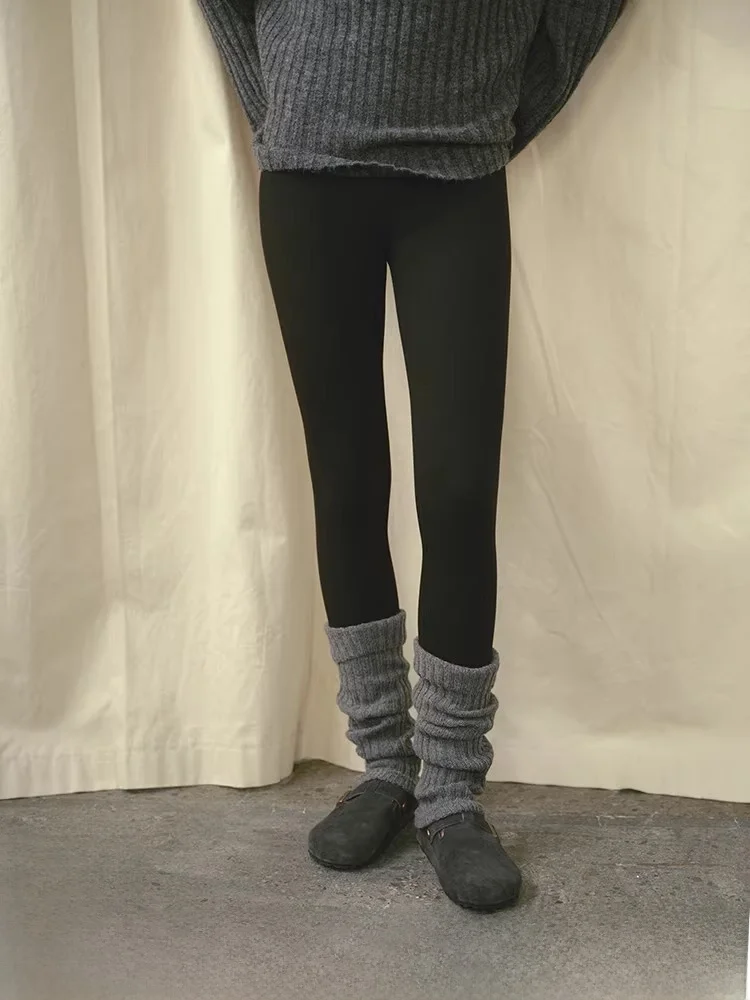 

Шерстяные леггинсы CIO с высокой талией, утягивающие, теплые, базовые, три четверти длины, для повседневной носки, вязаные брюки