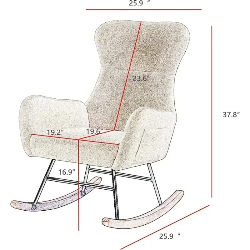 Hansones Rocking Chair Nursery,Modern Accent Rocking Chair,Upholstered Nursery Glider Rocker For Baby,Rocking Chair