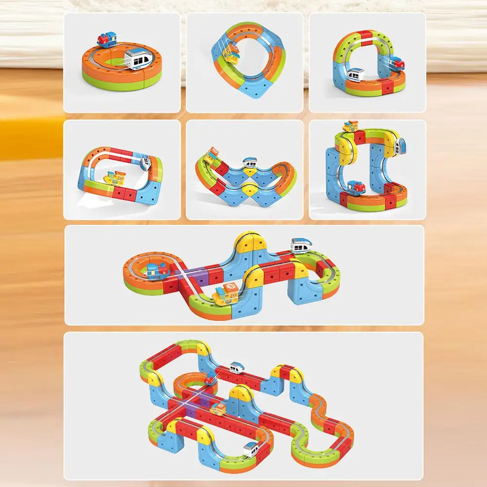 DIY Assembly Magic Rail Car Cube Toys For Kids Magic Electronic Track Train Construction Children Educational Toy Christmas Gift