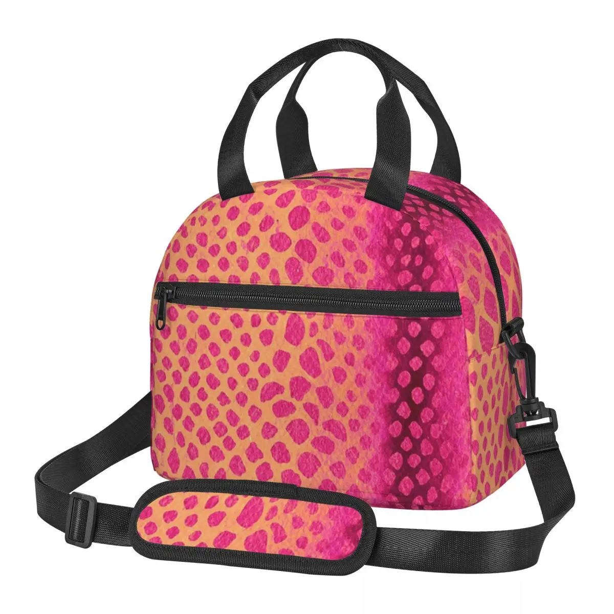 צבע מים עור נחש, ורוד-כתום גרסה של שקיות צהריים מבודדות bento תיבת צהריים tote שקיות פיקניק תיק מגניב לילדים