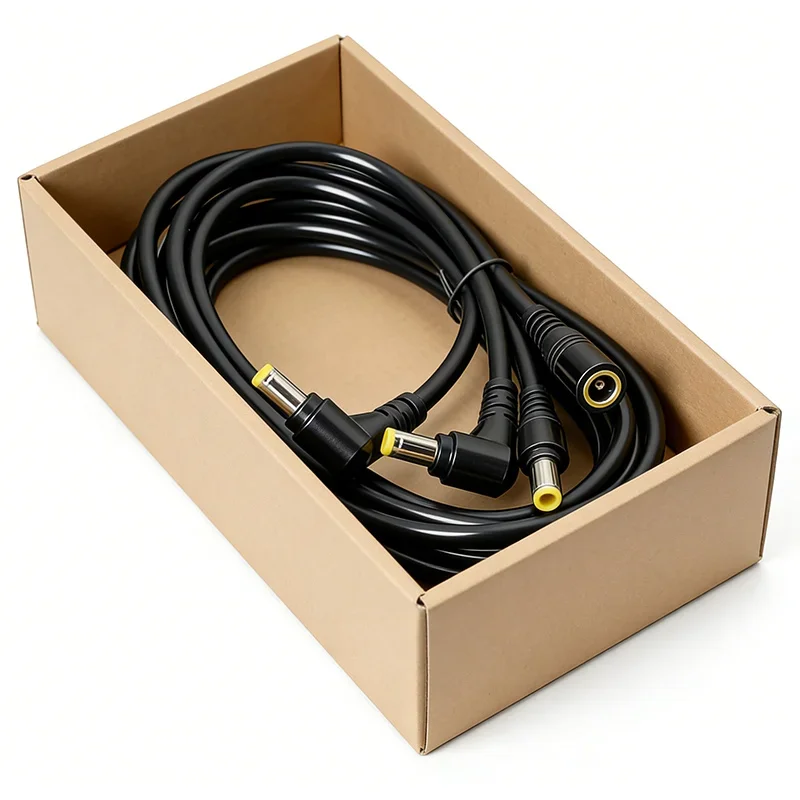 DC5.5 2.5 Wire Splitter Monitoring Power Line Bold 0.75 Square DC5521 1 Female to 2/3/4 Male Straight/Elbow Connection Cable 10A