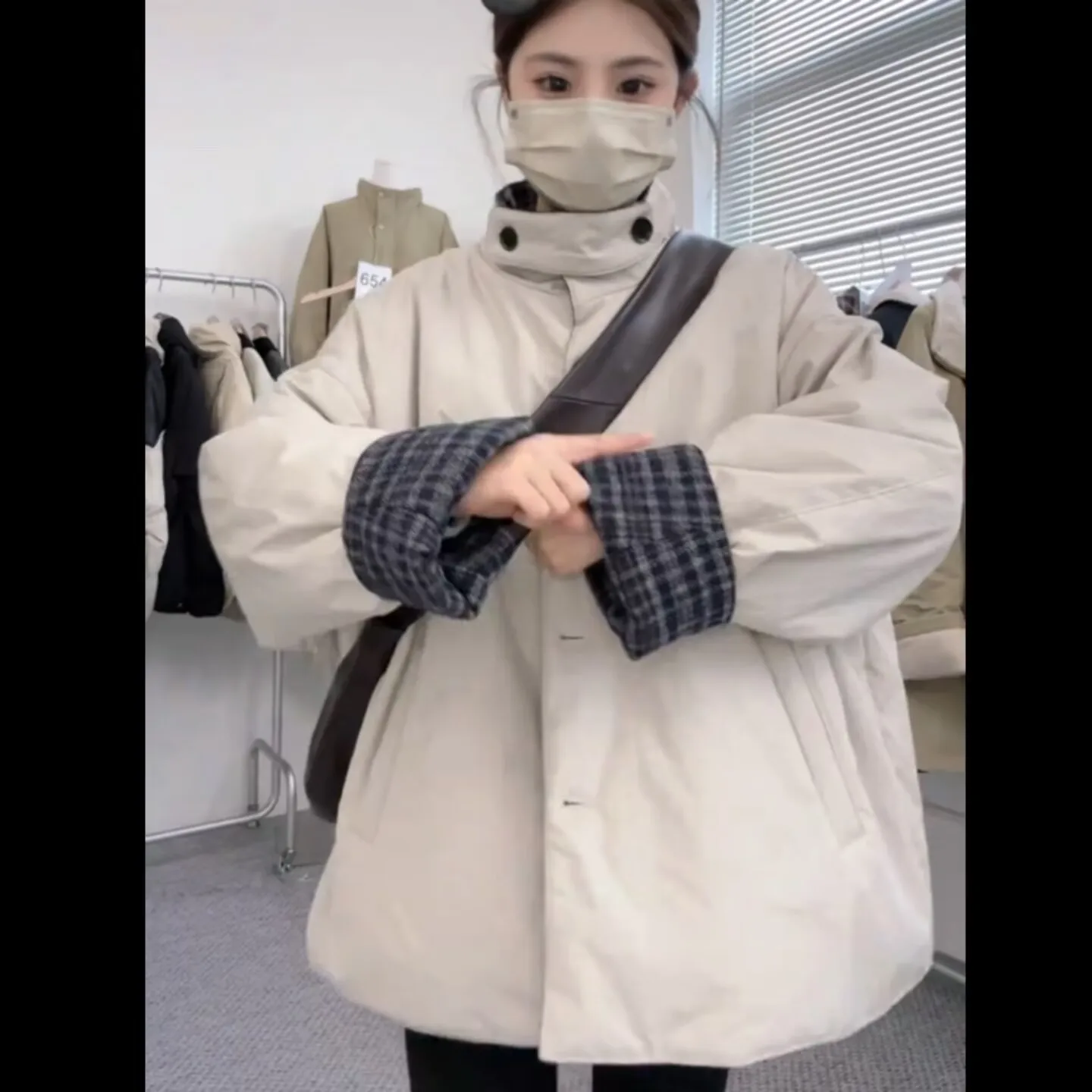 

Thickened Cotton Jacket Women's Plaid Two-Sided Wear Loose Versatile Warm Autumn Winter New Style Fashionable Streetwear