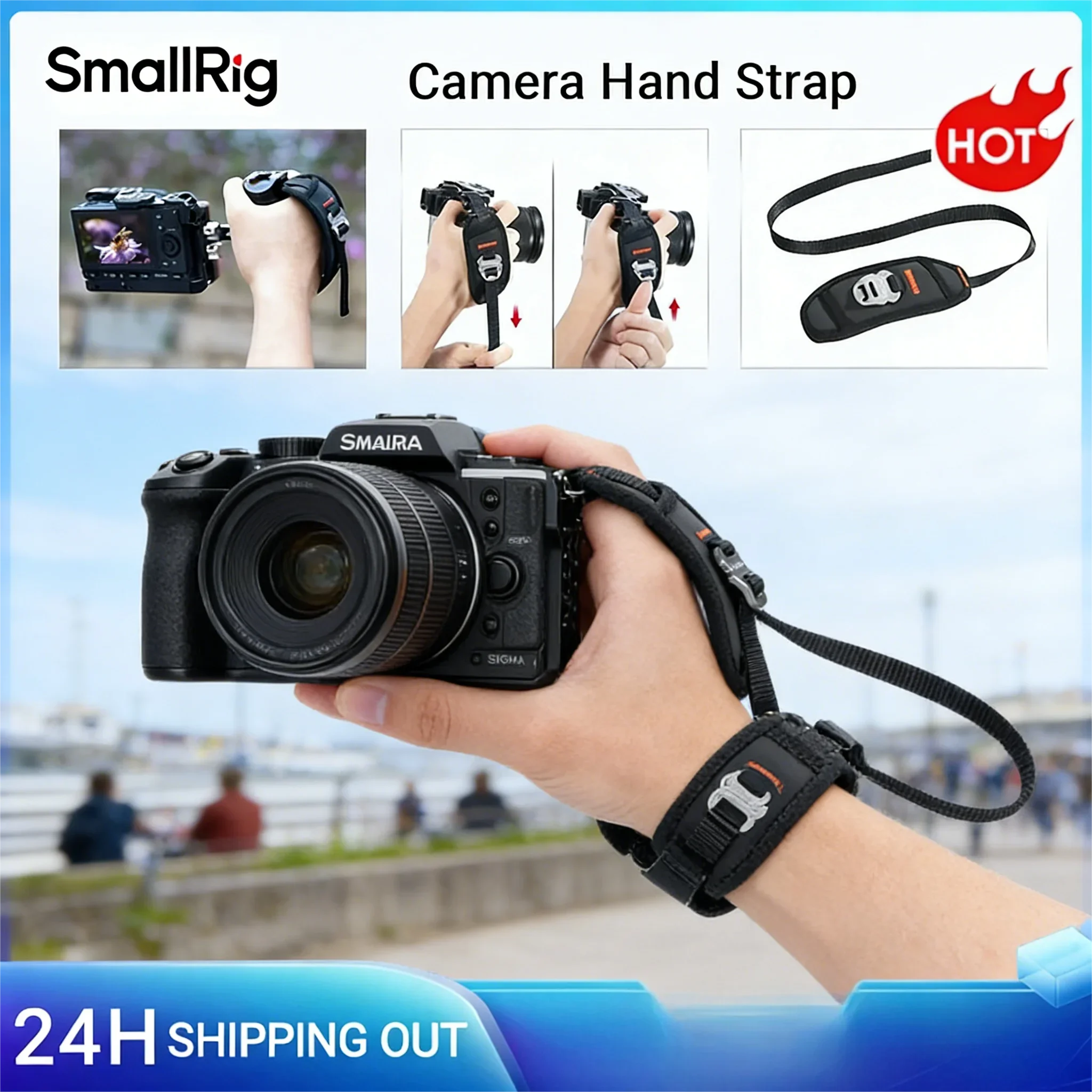 SmallRig Universal Hand Strap For DSLR Camera Cage Side Handgrip With Strap Slot Case Adjustable Secure Grip Support Rig -2456