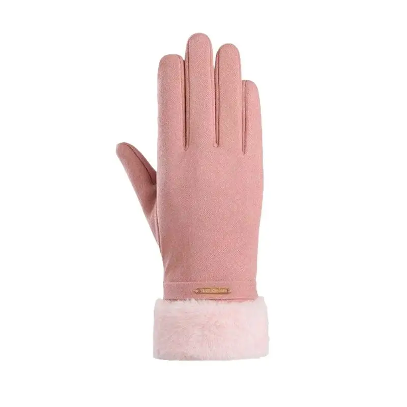 Die warmen Winterhandschuhe für Damen sind winddicht und kältebeständig, haben ein dickes Futter aus Kunstfell und sind als Touchscreen-Handschuhe geeignet. – Detail 3