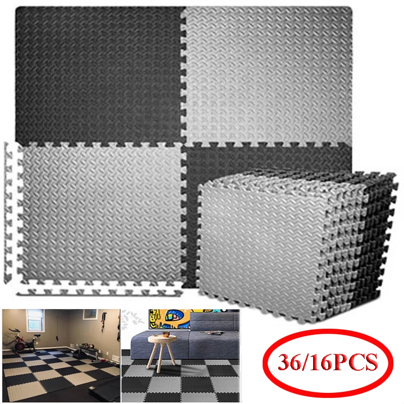 36PCS 30X30CM Foam Protective Cushion Waterproof Anti-Skid Splicing Soft Pad Shock Grain Thicken Mute Gym Home Fitness Yoga Mat