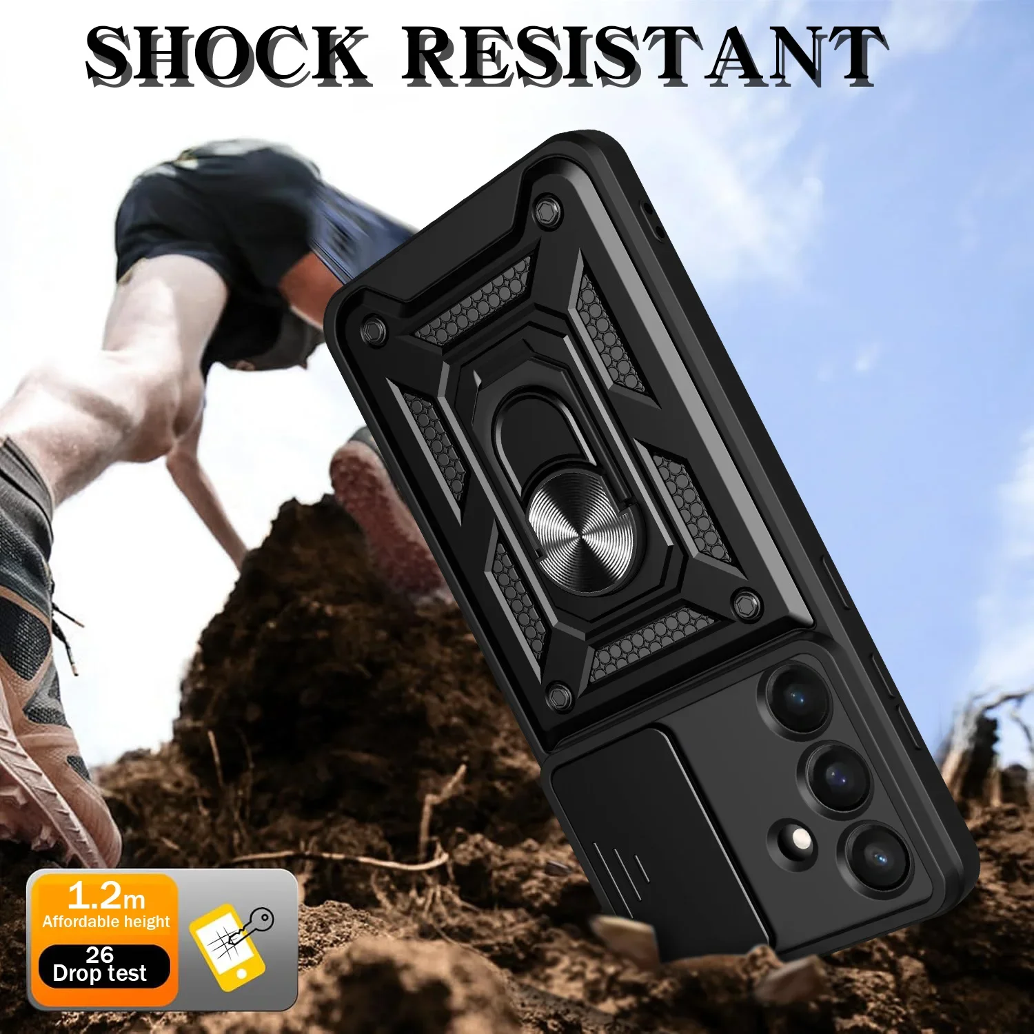 

Lens Protect Ring Stand Shockproof Case for Samsung Galaxy S25 FE A17 5G S24 Ultra S22 S23 Plus S21 A56 A36 A16 A55 A35 A15