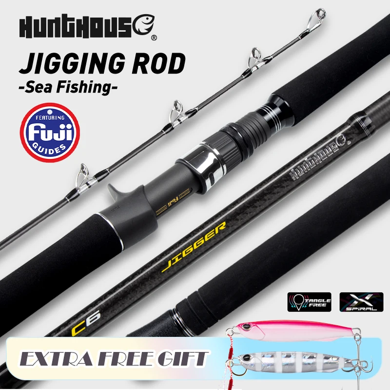 Hunthouse UL 1.8m Jigging Fishing Rod 1.5 Sections Lure Weight 100-400g Casting/Spinning Carbon Fiber Full Japan Fuji Part Ocean