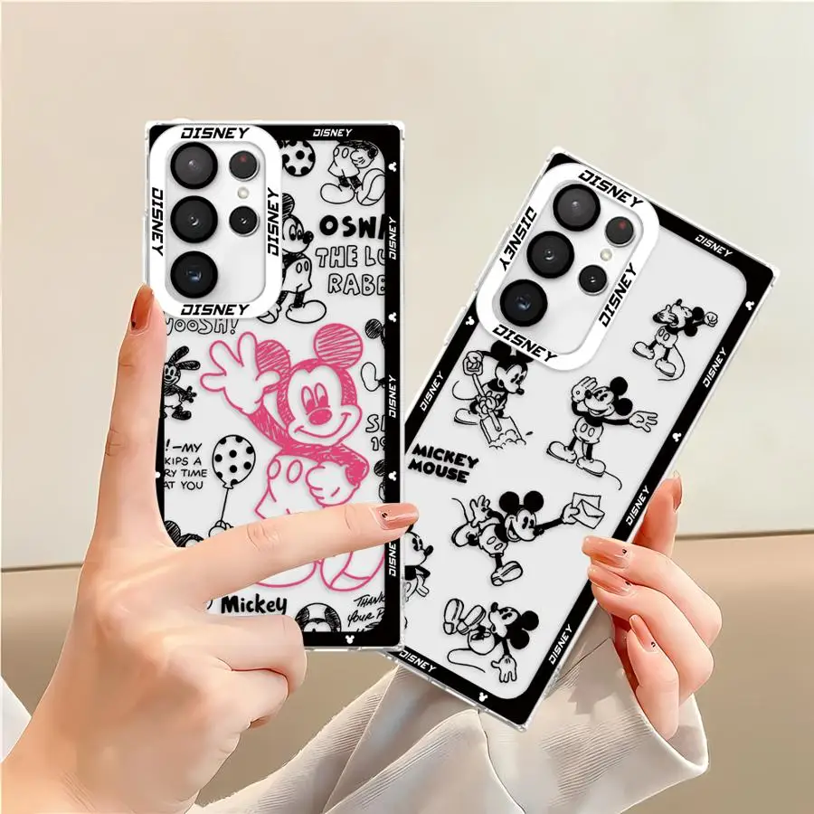 Disney Mickey Mouse Logo Clear Case for Samsung Galaxy S24 Ultra S20 FE S21 S22 S23 Ultra S10 Plus Note 20 Ultra 10 Plus S23 FE