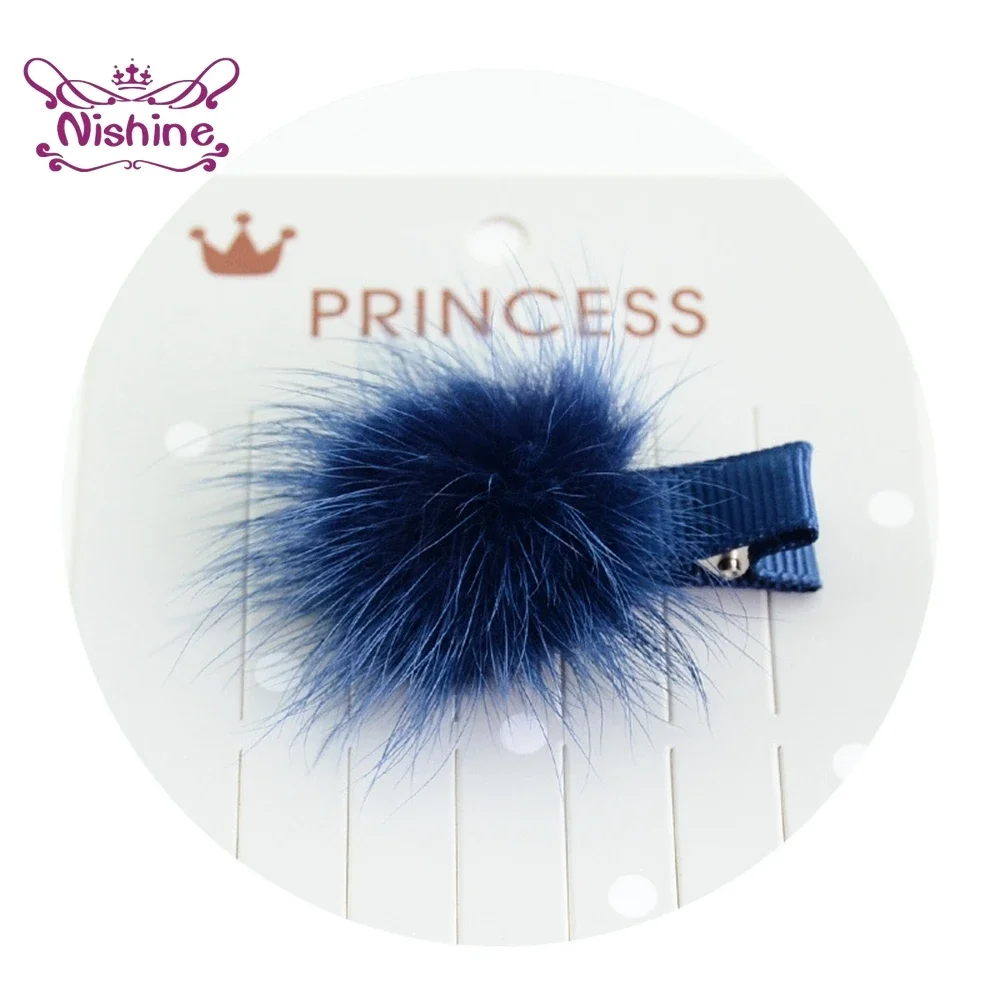 1PCS Solid Color Fur Ball Baby Girls Hairpins Infant Headwear Children Accessories Kid Small Pompon Headwarp Birthday Gifts