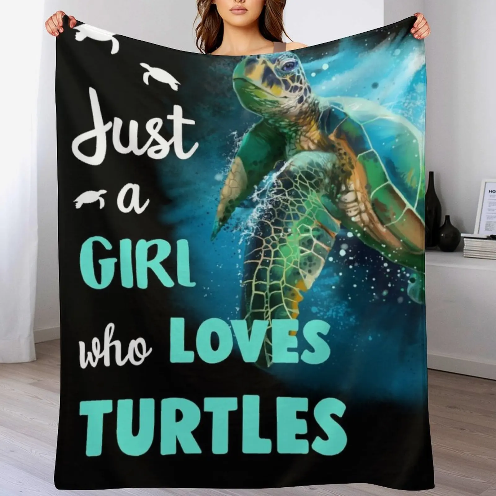 

Just A Girl Who Loves Turtles Throw Blanket Cozy Microfiber Throw Blanket for Home Bedroom