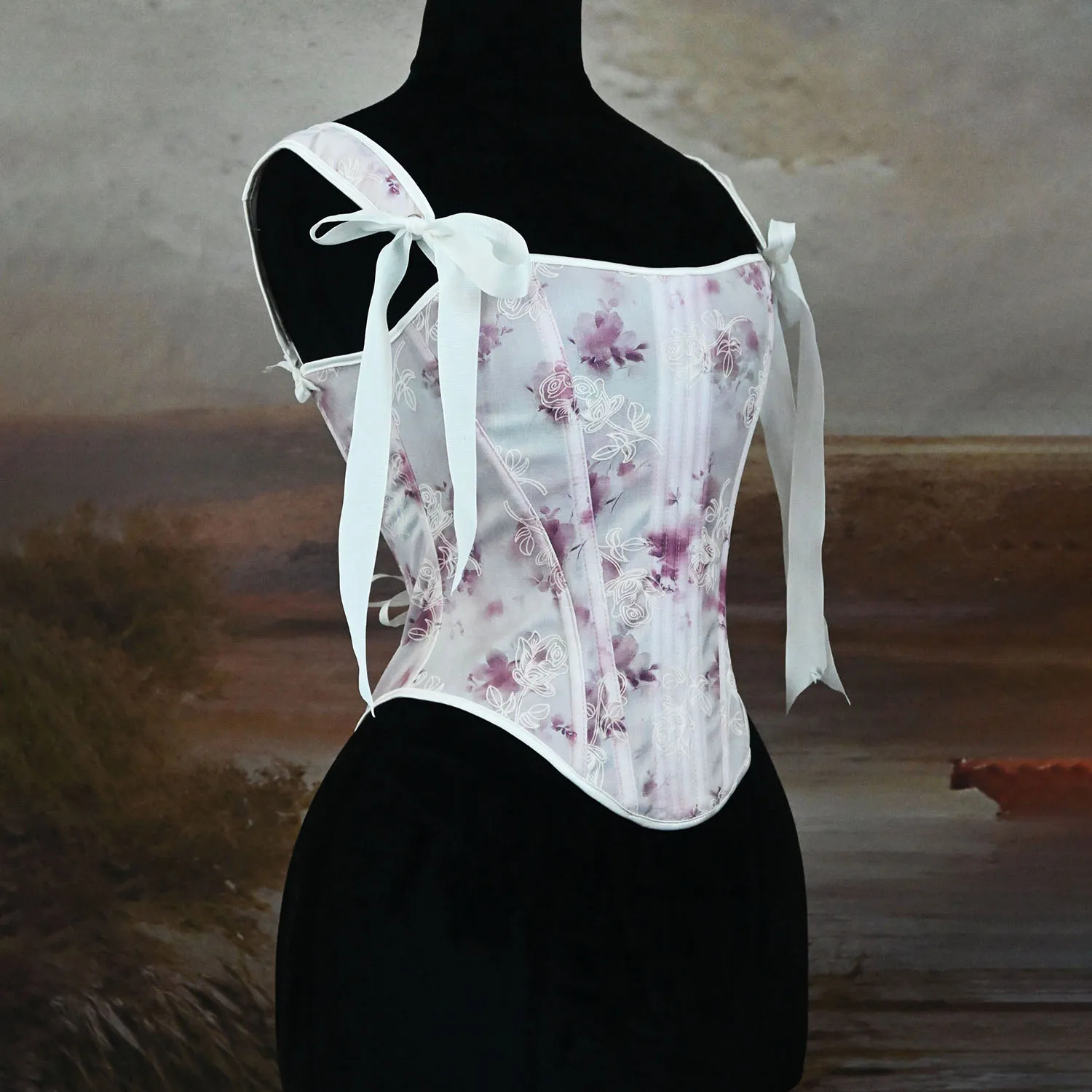 Cute Rose Lace Floral Beach Party Sexy Bustiers Crop Women Bandage French Vintage Top Fashion Boho Lace with Corset