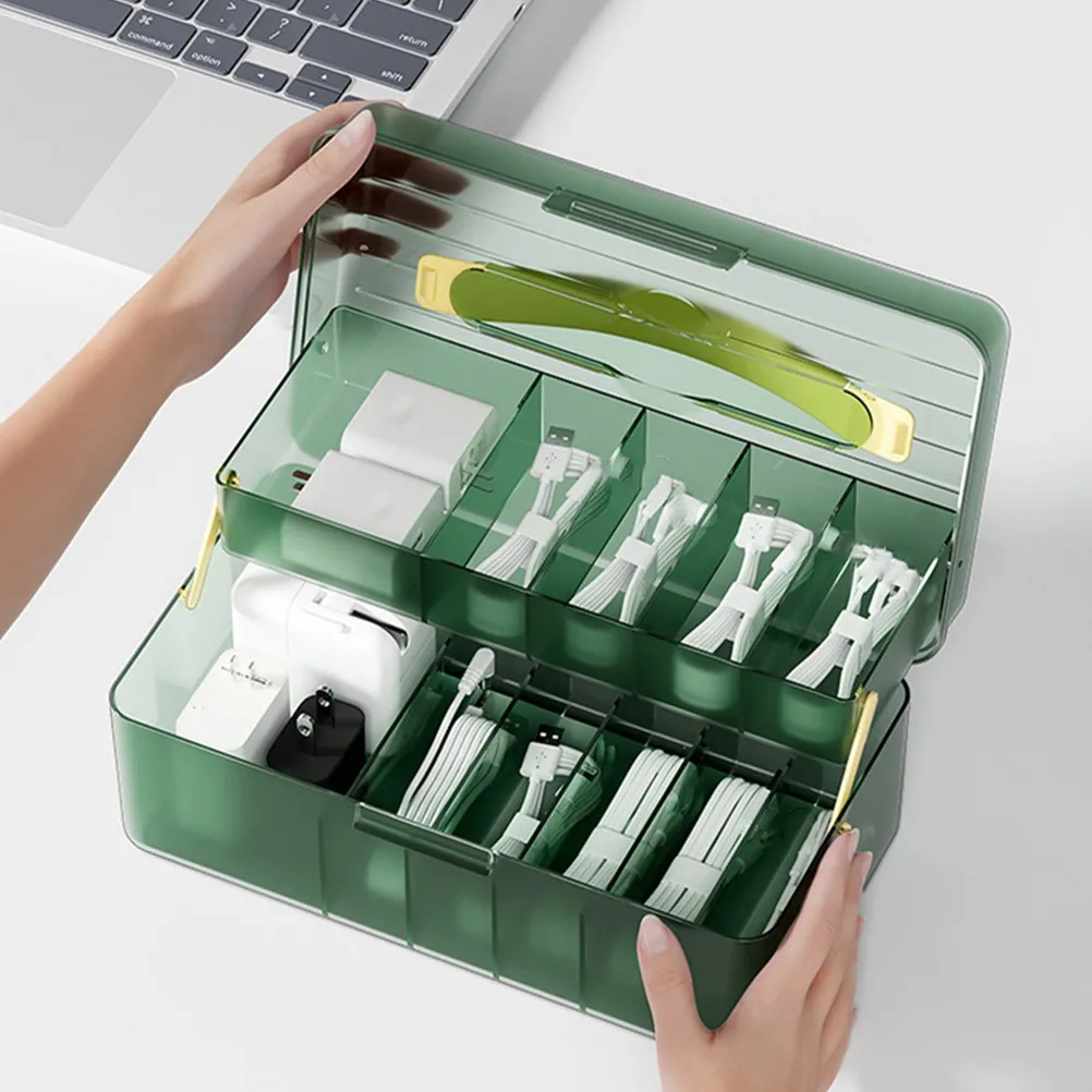 

Cable Organizer Storage Box with Lid Cable Management Electronics Charger Cord Organizer Desk Office Home Computer Accessory