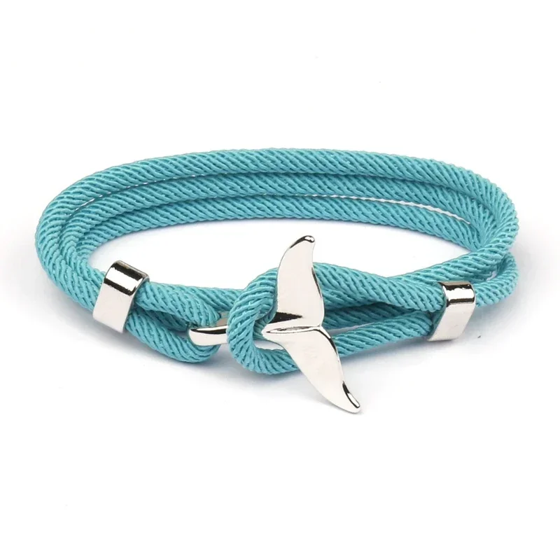 Moda cola de ballena hombres multicapa encanto cuerda cadena pulsera hombres mujeres estilo marino envoltura Metal deporte gancho