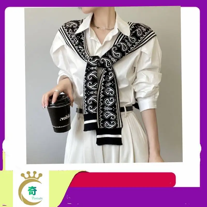 2024 New  Women's Wrap, Korean Version Spring and Autumn Knitted Decorative Shirt Cashew Flower False Collar Scarf  for Lover