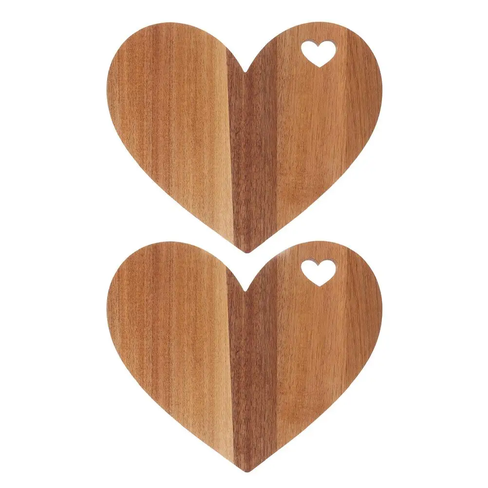 

2 Pcs Cutting Board Heart Shaped Wooden Tray Serving Platter Beef Bread Kitchenware Valentines Day Fruit Cheese