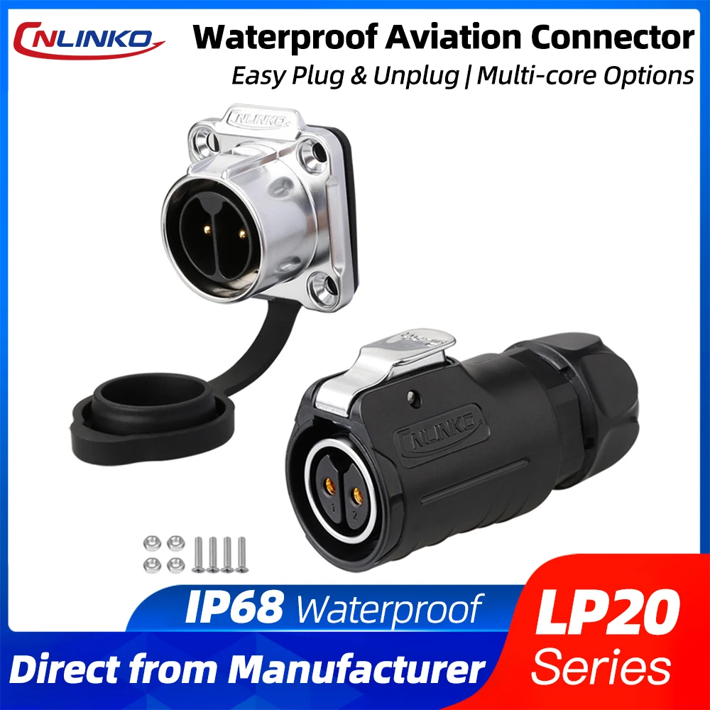 

CNLINKO LP20 5~20A Reverse Mount Waterproof Aviation Connector with Safty Bulkhead for Industrial Outdoor Automotive Electronics