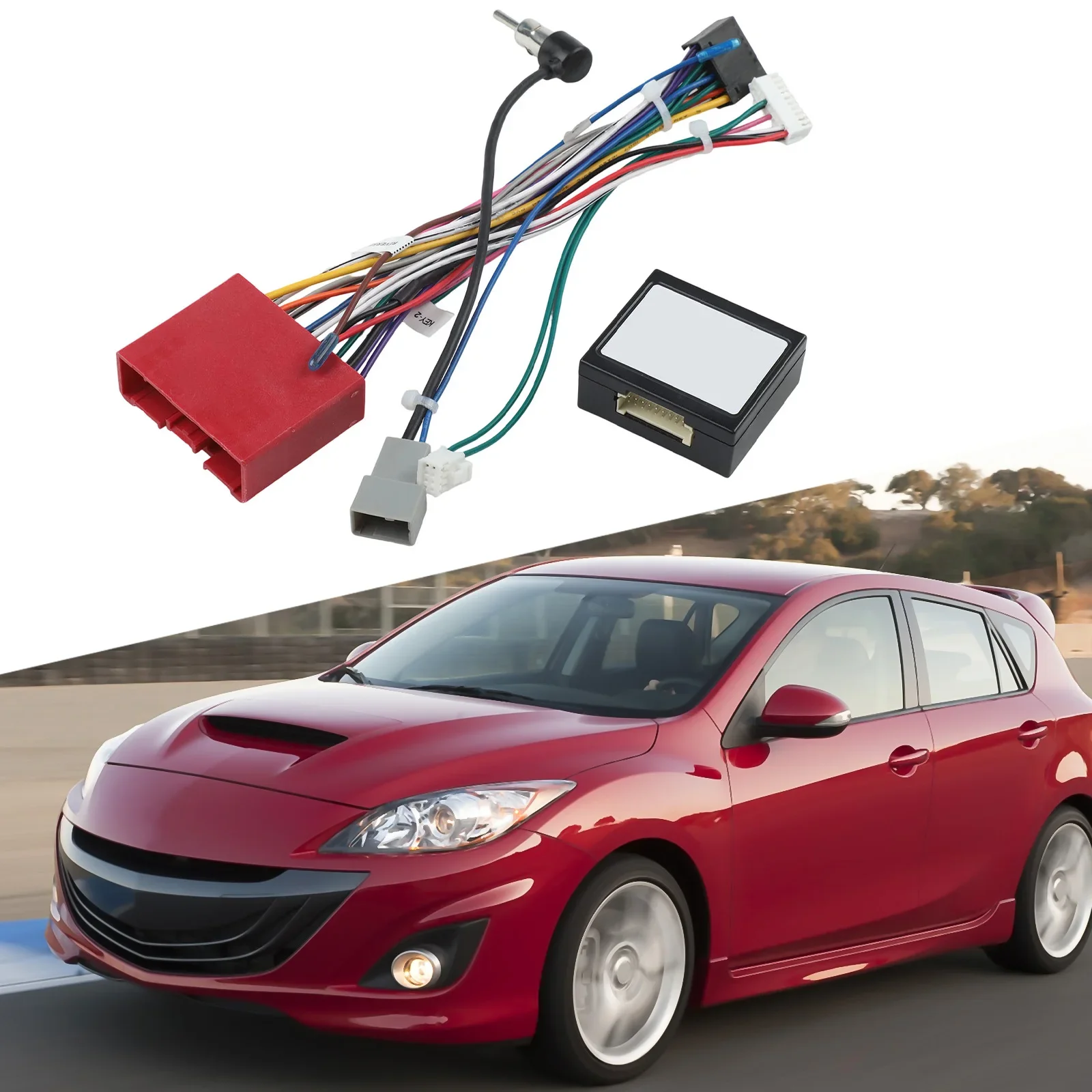 Radio Player Power Line with Canbus Protocol Box for Mazda 3 (2006+) 5 (2008 2015) 6 (2004 2015) and 8 (2011 2015) Models