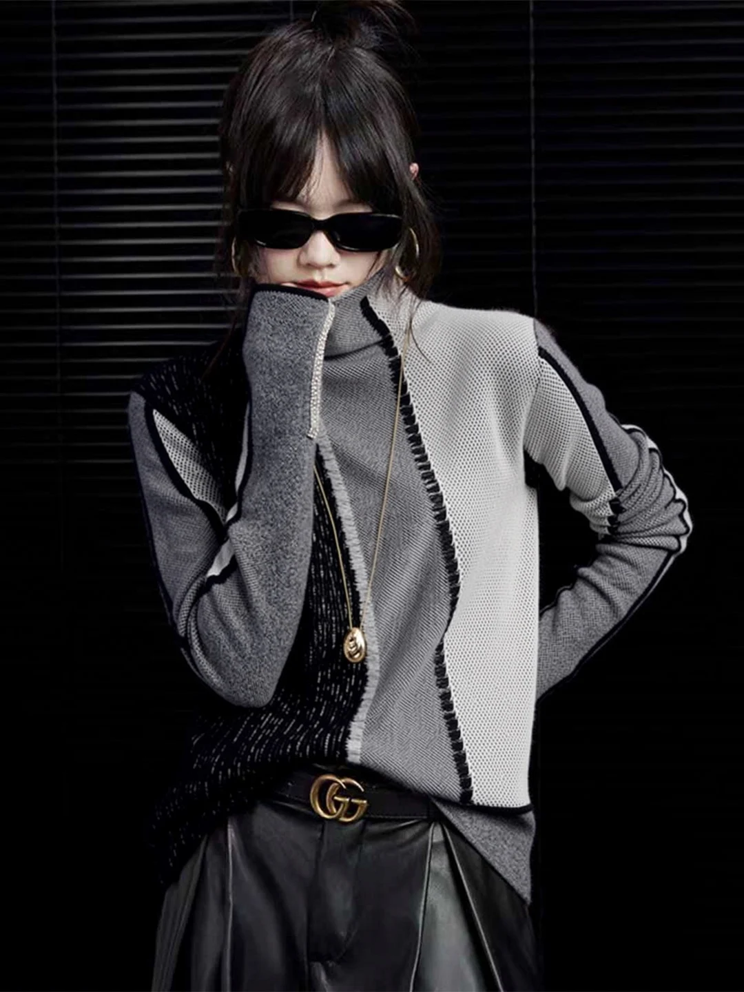 

Winter 2025 Slimming High Ne Color Blo Knitwear Korean Sle Long Sve Thiened Warm Woolen Women's Faionable Top