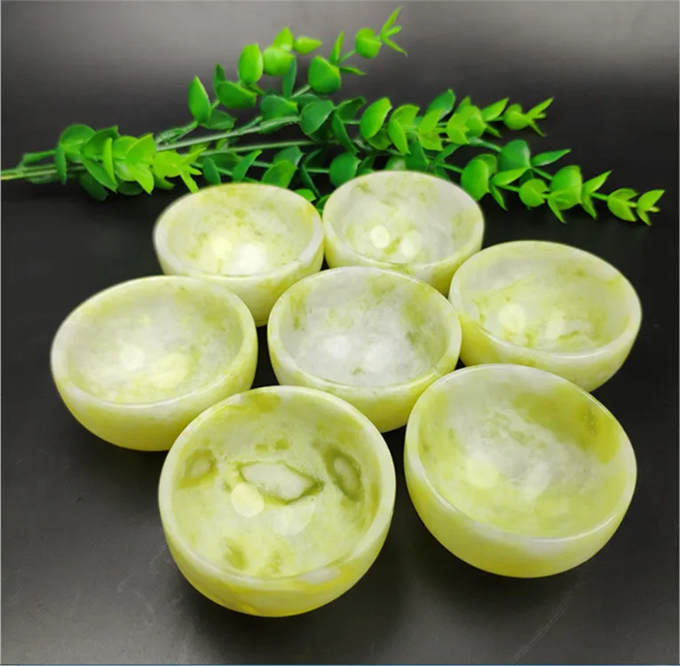 Natural White Jade Teacup Health Gongfu Teaware Hand Carved Yellow Jades Stone Teal Bowl Chinese Tea Ceremony Master Cups