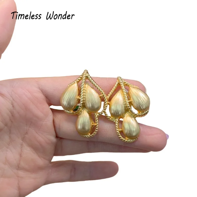 

Timeless Wonder Fancy Brass Geo Clip on Earrings for Women Designer Jewelry Runway Rare Top Luxury Trendy Gift Sweet 3622