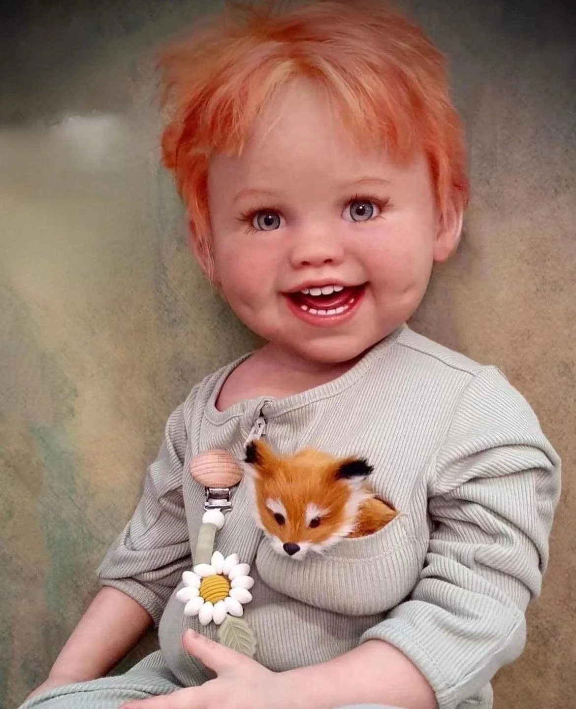 DLS Personalizowana ekskluzywna oferta 29-calowa lalka Reborn z wgłębieniami na policzkach, ręcznie przeszczepionymi pomarańczowymi włosami, gotowa lalka, prezent na Boże Narodzenie