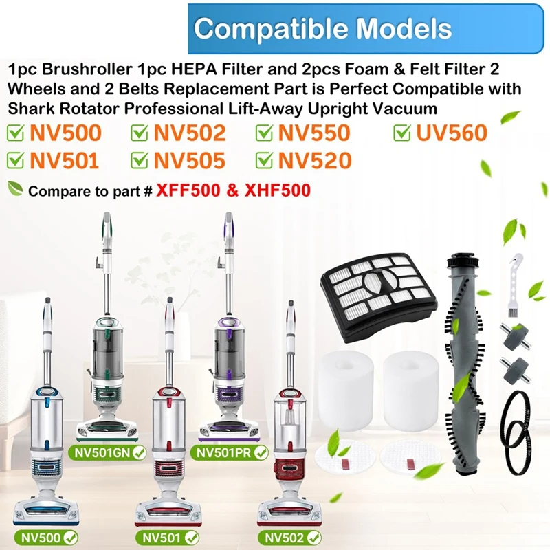 AA81-NV500 Bürstenrollenriemen Filter-Ersatzset für Shark Rotator Lift-Away Upright Vacuum NV550 NV501 Ersatzteil