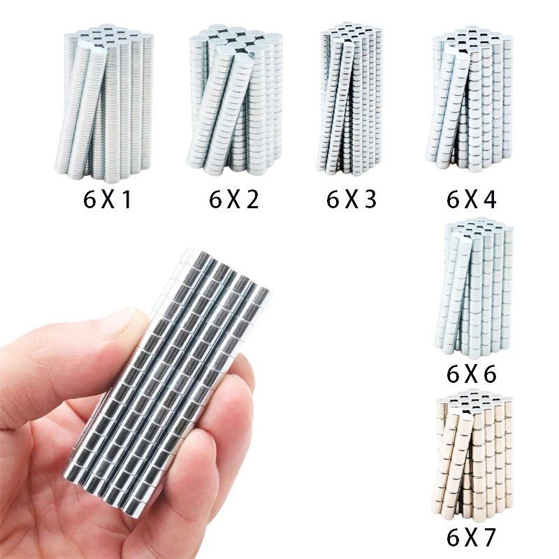 20 50 100PCS/LOT NdFeB Magnet 6*1 6*2 6*3 6*4 6*5 6*6 6*7N35 Disc MAGNET 6x1 6x2 6x3 6x4 6x5 6x6 6x7 Round Speaker magnets 6mm