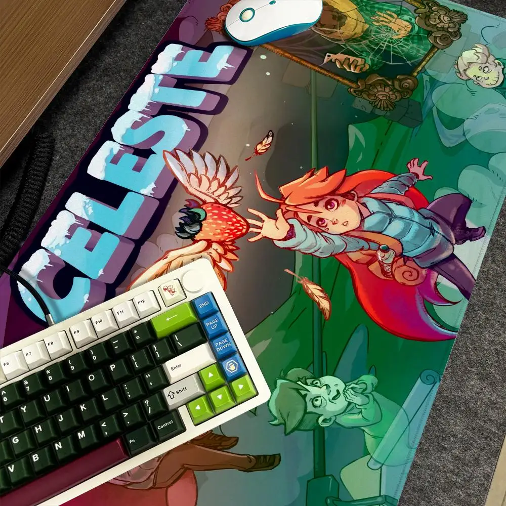 

Игровой коврик для мыши C-Celeste Xxl, компьютер, большой размер, нескользящая геймерская клавиатура, 90x40 см, художественный дизайн, HD настольный коврик