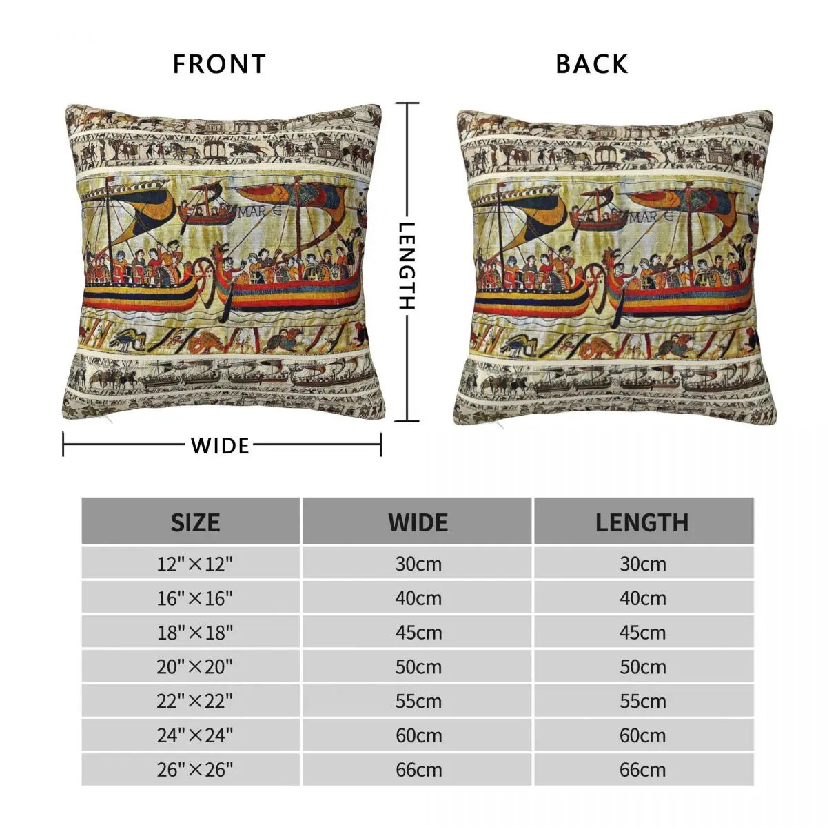 Bayeux Tapestry Viking Ships Square Pillowcase Polyester Linen Velvet Printed Zip Decor Car Cushion Cover