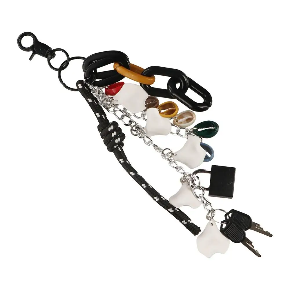 Creative Keychain Lock Bag Pendant Colorful Acrylic Phone Case Chain Sea Shell Rope Independent Bag Accessory Birthday Gift