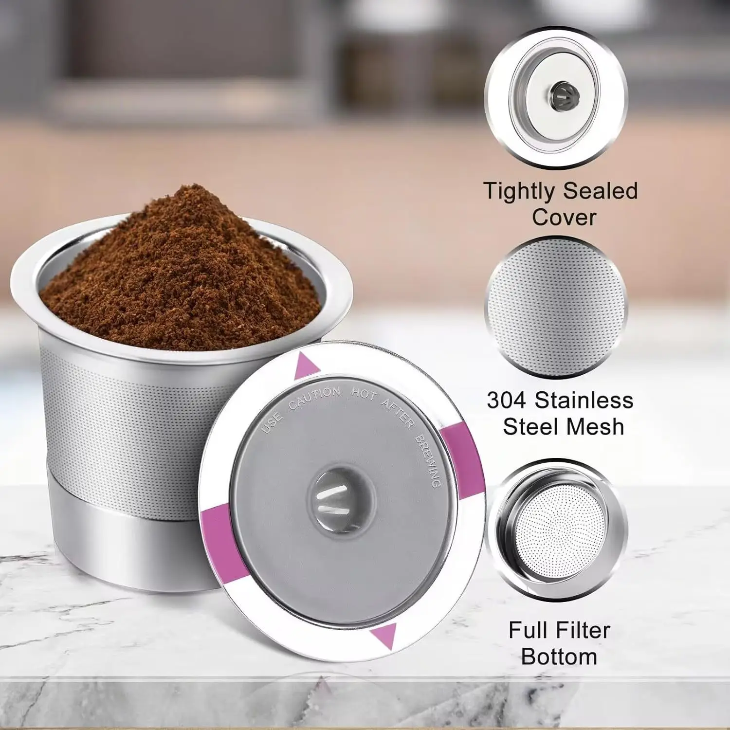 

Reusable K Cups for Keurig Refillable Five Update With Adapter Holes Coffee (plus) Mattress Airplane Forest Gift Anti-sided Back