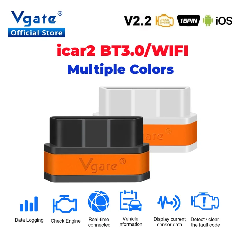 Vgate iCar2 ELM327 obd2 WIFI Bluetooth OBD 2 ODB2 Car Scanner Tool for IOS/Android Auto Diagnostic Scan PK ELM 327 V 1 5 V1 5