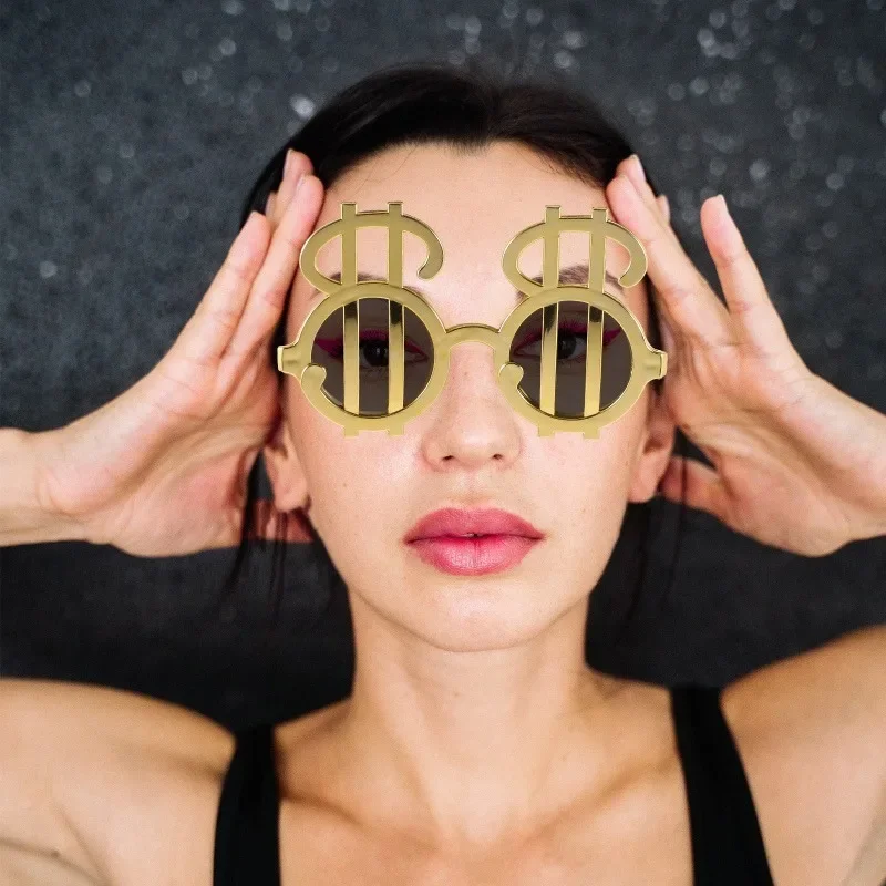 Dollar sunglasses gold frame dollar glasses funny graduation creative birthday party props photography selfie decoration