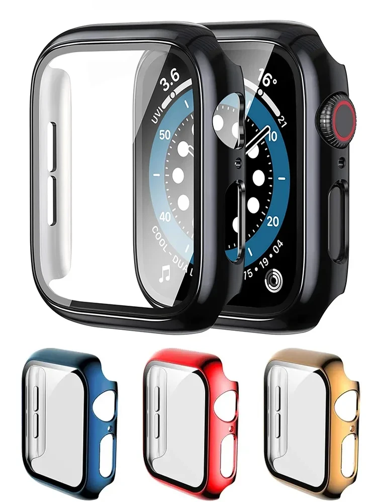 Case For Apple Watch Screen Protector series 9-8 7 6 5 4 3 se 45mm 44mm 40-42-38-41mm Glass+cover Bumper apple watch Accessories