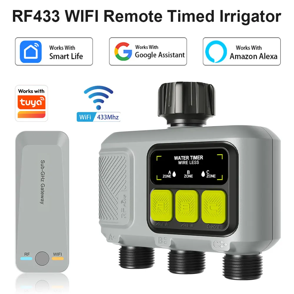 

Tuya WiFi+RF433 automatic watering timer garden irrigation machine smart sprinkler saves water and time Works with tuya