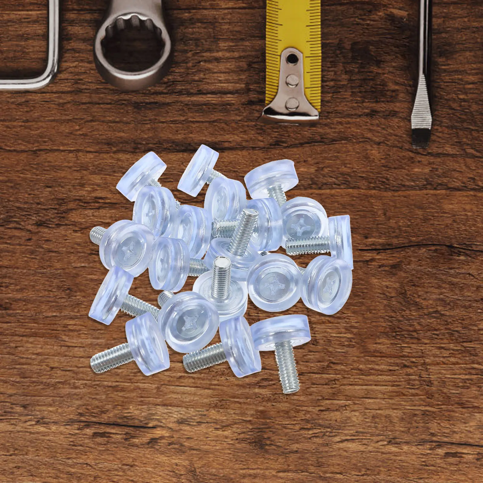 20Pcs Clear Adjustable Table Chair Legs Levelers Furniture Feet Pads Non-Slip Screw on Leveling Feet for Uneven Floors M6 Thread