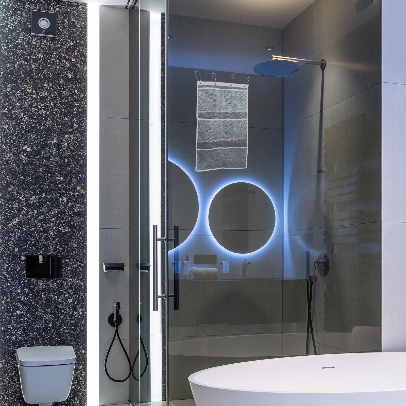 

1Pcs Washable Quick Dry 6 Pocket Hanging Mesh Bag Bathroom Organizer Storage for Shower Caddy Toiletries Soap Shampoo