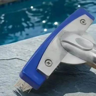 Compact Pool Cleaning Brush With Aluminum Handle For Tiles And Corners - Dual Use Handheld Or Pole Attached Wall Scrubber