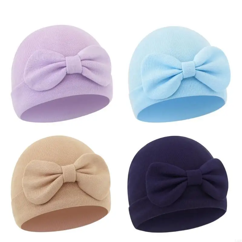 54DF เด็ก Bowknot หมวกหมวกอบอุ่นหมวกกันลมทารก Bonnet หมวกทารกแรกเกิด Bonnet ฝักบัวปัจจุบันสำหรับ 0-6 เดือนชายหญิง