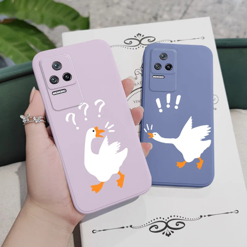 Cutie Goose Phone Case For Xiaomi Poco M6 X6 F6  M5S X5 F5 M5 F4 X4 M4 F3 X3 M3 Pro 4G 5G GT Liquid Silica Cover