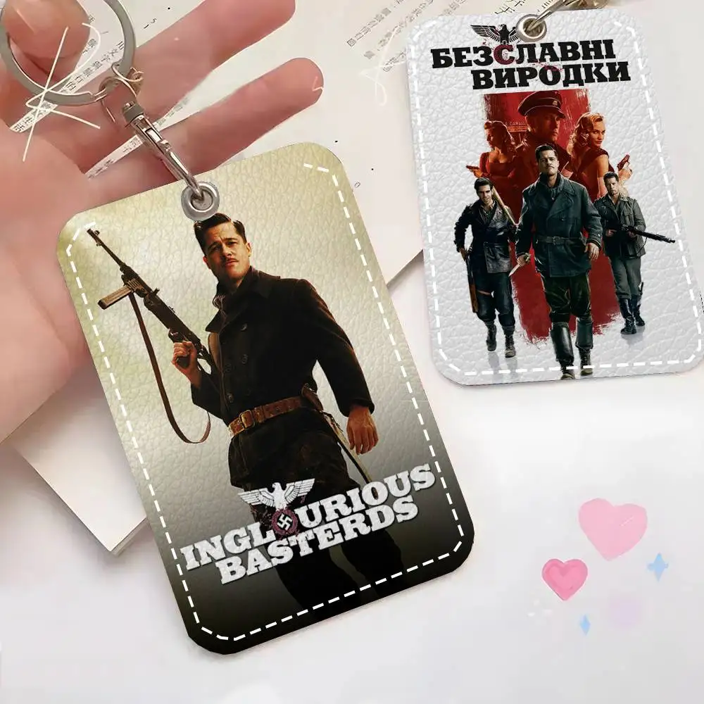 Crime Movie I-Inglorious Basterds Card Wallet With Keychain PU Leather Printed Pattern Card Holder