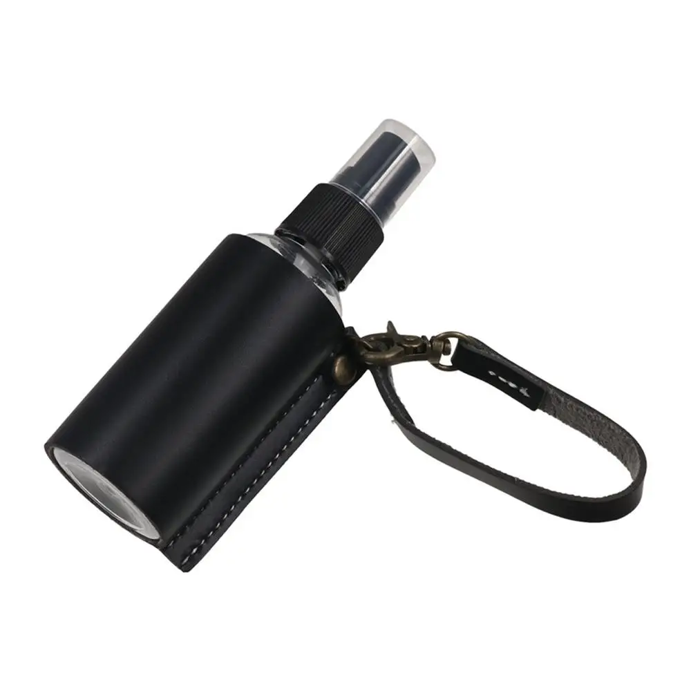 ซองหนังสำหรับใส่ขวดสเปรย์ 60 มล. พร้อมพวงกุญแจ ขวดสเปรย์แบบเติมได้ ขวดแบบใช้ซ้ำได้ พวงกุญแจสำหรับใส่เจลล้างมือ