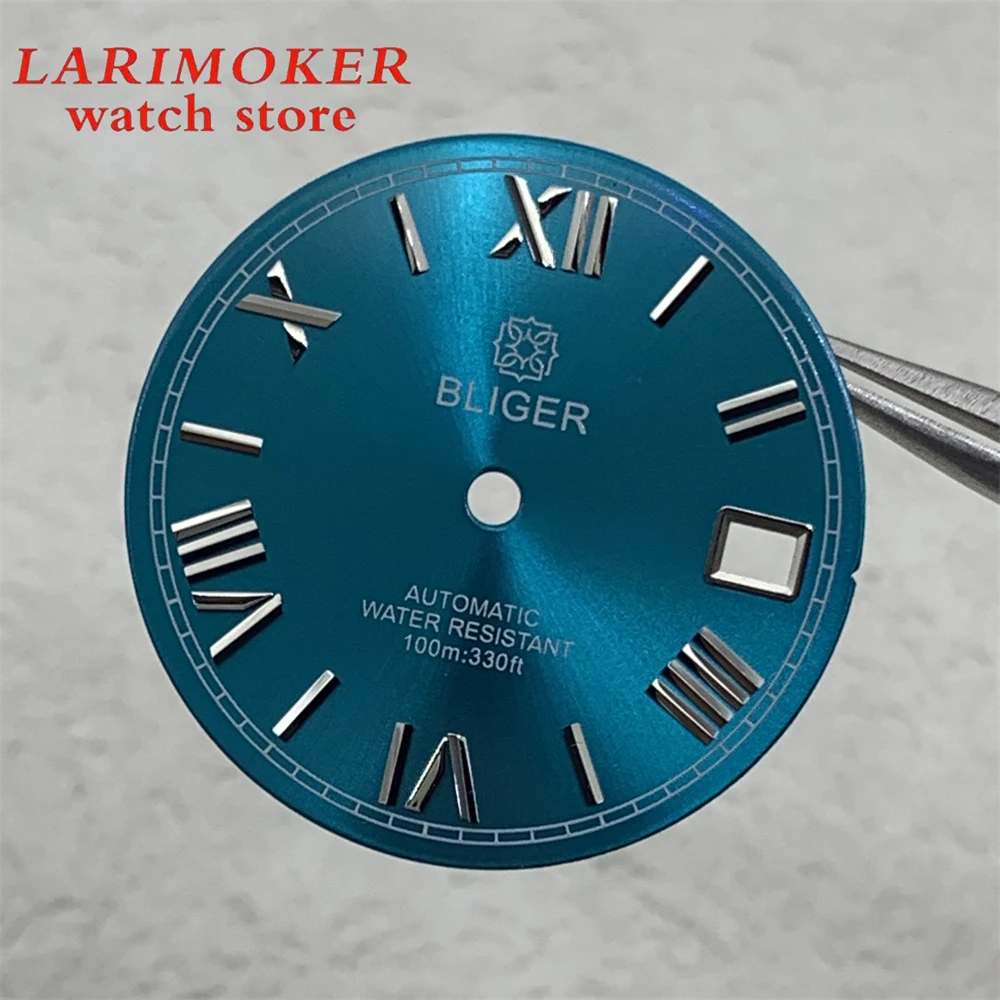 BLIGER 29mm blue Sun dial, Roman numeral dial for NH35 NH36 movement watch modification accessories