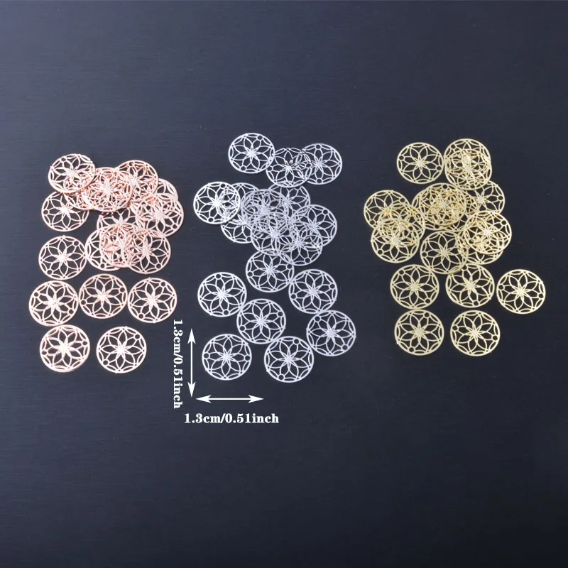 20pcs brass Filigree Light golden Small round charms Connector Pendant DIY Jewerly Making Accesories