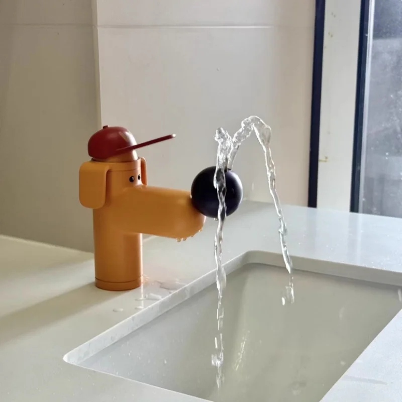 Cartoon Dog Interactive Water Sink Toy Kids Pets Play Washroom Toy Pull Out Swivel Spout Hot Cold Simulation Tap For Gifts