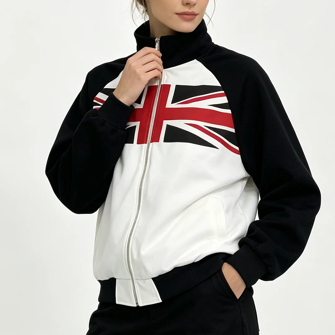 เสื้อฮู้ดดีไซน์หลวมพิมพ์ลายธงช - Street Fashion Zip Up Hoodie บทวิจารณ์และราคา