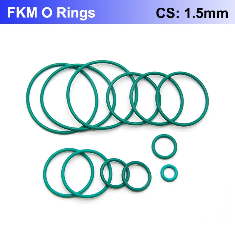 

10/50pcs FKM O Ring Sealing Gasket CS 1.5mm OD 5~50mm Insulation Oil Resistant High Temperature Resistance Fluorine Rubber Rings