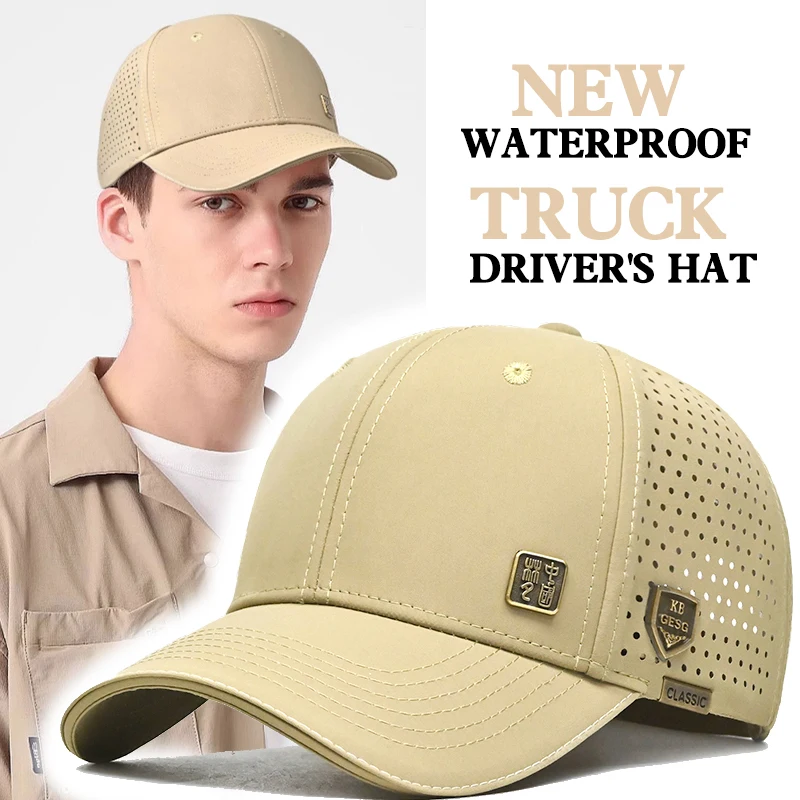 Fashionable oversized waterproof fabric baseball cap for men in summer, lightweight, breathable, sun shading duckbill hat